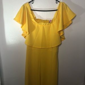 Yellow off the shoulder jumpsuit